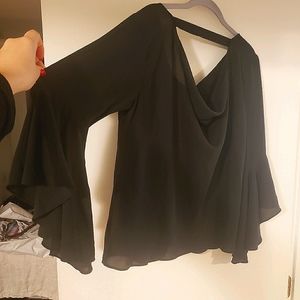 White House Black Market Women's Black Bell Sleeve